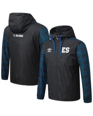 Umbro El Salvador National Team Full-Zip Hooded Rain Jacket - Blue