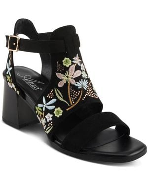 AZURA BY SPRING STEP Romantic Floral Embroidered Sandal - Black