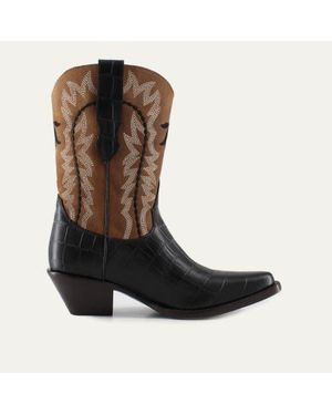 Buck & Brana Bianca Leather Boots - Brown