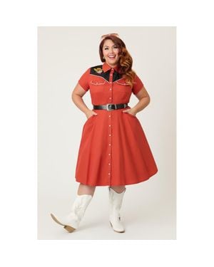 Smak Parlour Plus Size Embroidered Western Flare Dress