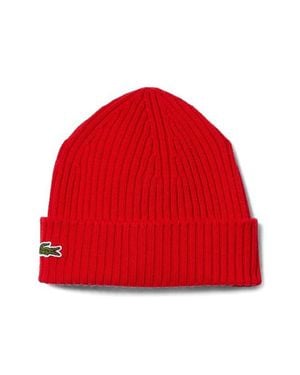 Lacoste Wool Cuff Beanie - Red