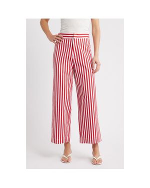 French Connection Keller Stripe Wide Leg Pants - Red