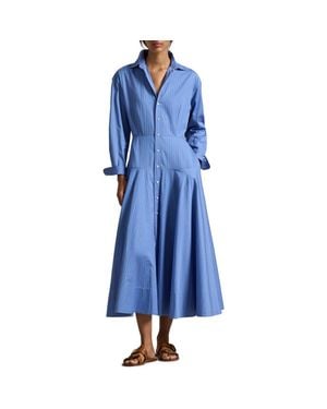Polo Ralph Lauren Stripe Cotton Poplin Shirtdress - Blue