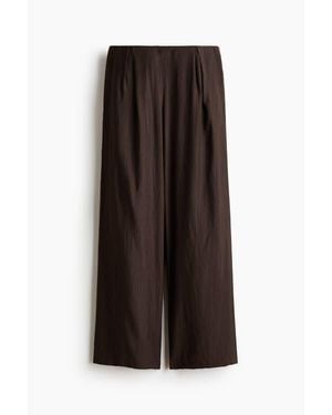 H&M Crinkled Viscose-Blend Pants - Brown