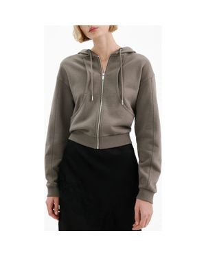 Mango Seamed Terry Zip Hoodie - Gray