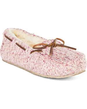 Minnetonka Shimmer Knit Moc Toe Slipper - Pink