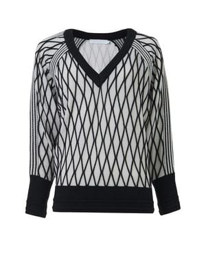 eem Argyle Mesh Textured Knitted Sweater - Black