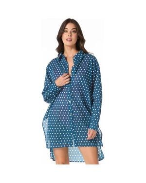 MICHAEL Michael Kors Classic Dot Cover Up Shirt Swim - Blue