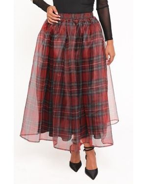 Petal & Pup Bonita Plaid A-Line Midi Skirt - Red