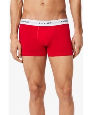 Lacoste Core Essentials Assorted 3-Pack Stretch Cotton Boxer Briefs - Red