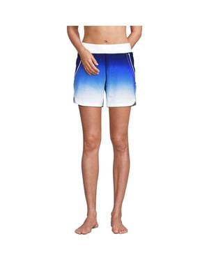 Lands' End 5 Quick Dry Elastic Waist Board Shorts Swim Cover-Up Shorts With Panty - Blue