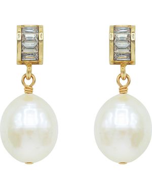 LA MENO Serene Freshwater Pearl Drop Earrings - White