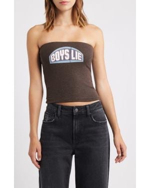 Boys Lie Let Love Guide My Way Rhinestone Tube Top - Black
