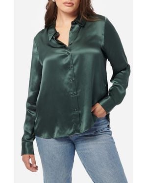Cami NYC Crosby Silk Charmeuse Button-Up Shirt - Green