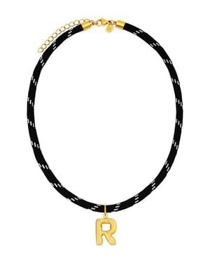 petit moments Bubble Initial Pendant Cord Necklace - Black