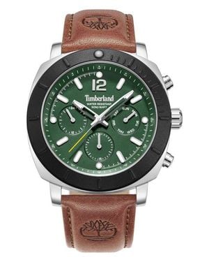 Timberland Pyperville Multifunction Leather Strap Watch, 45Mm - Green