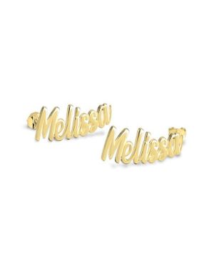 Melanie Marie Personalized Name Stud Earrings - Metallic