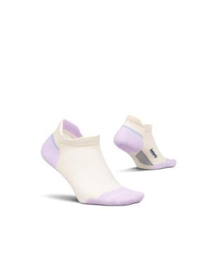 Feetures Elite Max Cushion No Show Tab Ankle Socks Sport Sock With Targeted Compression - White