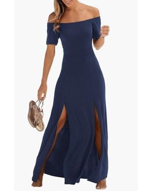 Lascana Off Shoulder Maxi Dress - Blue