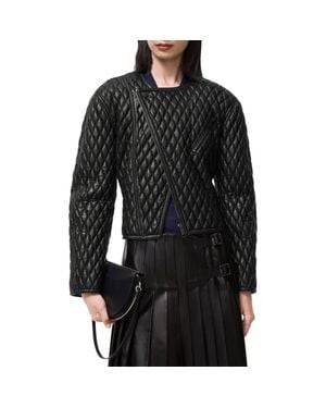 Burberry Cropped Leather Laverley Jacket - Black