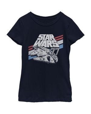 Star Wars Girls' Monochrome 77 Logo T-Shirt - Blue