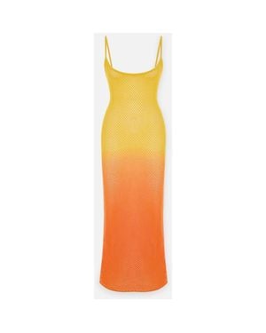 Pcfg The Solar Reflections Sunset Ombre Crochet Maxi Dress - Orange