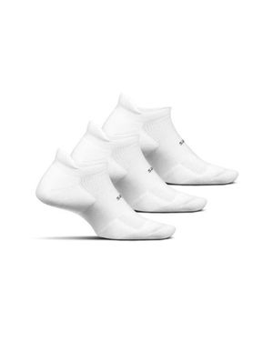 Feetures High Performance Ultra Light Ankle Sock No Show Socks With Heel Tab - White