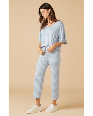 Softies Dream Jersey Relaxed V-Neck With Capri Lounge Set - Blue