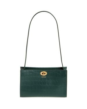 Burberry Cotswolds Croc Embossed Leather Pouch - Green