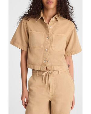 Madewell Boxy Crop Button-Up Shirt - Natural