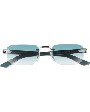 Cartier 53Mm Rimless Rectangular Gradient Sunglasses - Blue
