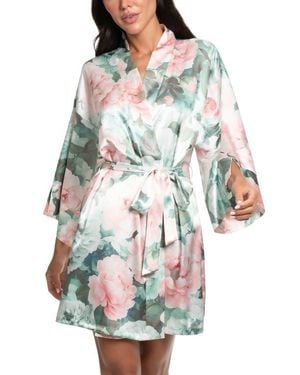 In Bloom Gracie Lace Trim Satin Robe - White