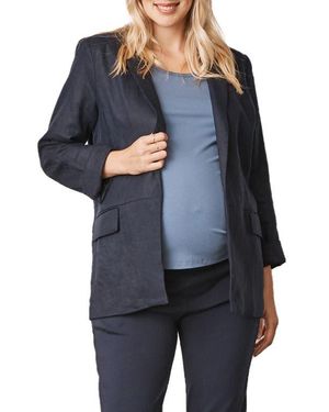 ANGEL MATERNITY Linen Maternity Blazer - Blue