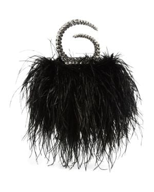L'ALINGI Karma Feather Crystal Top Handle Bag - Black