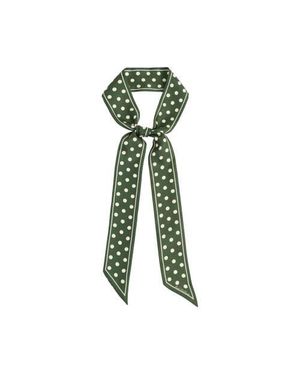 Lost Pattern Retro Polka Silk Skinny Scarf - Green