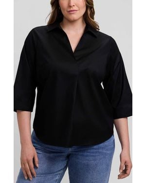 Foxcroft Cleo Pleated Cotton Blend Shirt - Black