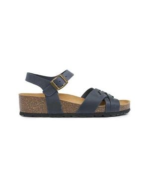 Celtic & Co. Woven Detail Low Wedge Leather Sandal - Blue