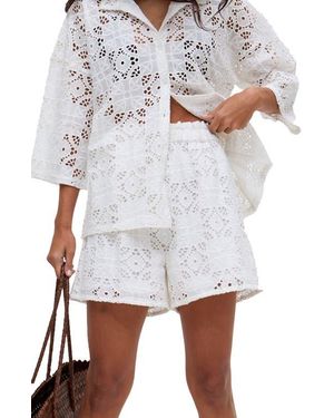 Raffya Shelli All Over Broderie Anglaise Shorts - White