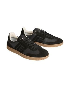 Balmain Swan Suede And Smooth Leather Sneakers - Black