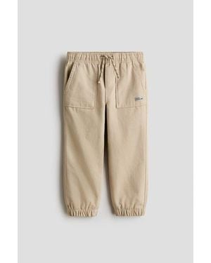 H&M Cotton Twill Sweatpants - Natural