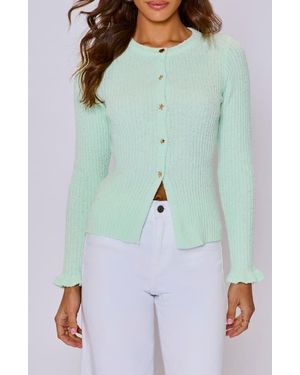 Vici Collection Willow Novelty Button Rib Cardigan - Green
