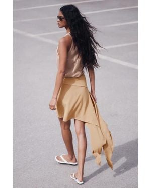H&M Asymmetric Tie-Detail Skirt - Natural