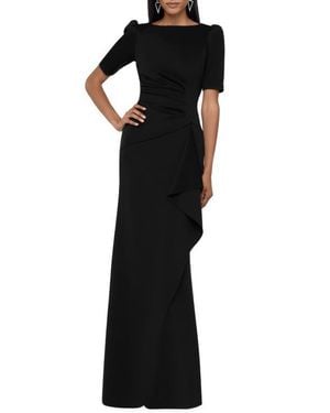 Xscape Evenings Ruffle Puff Sleeve Gown - Black