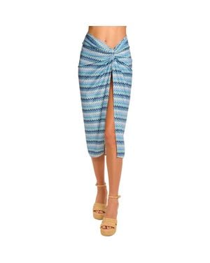 Ramy Brook Xana Metallic Chevron Cover-Up Skirt - Blue