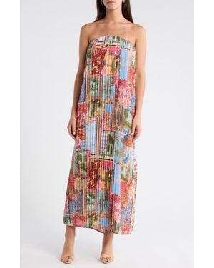 Sugarlips Melani Tropical Isabela Pleated Maxi Dress - Red