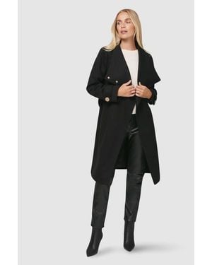 Wallis Petite Funnel Neck Tie Belt Coat - Black