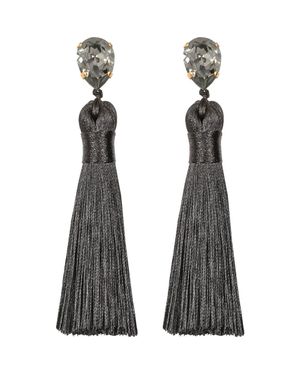 Jennifer Behr Francine Silk Tassel Drop Earrings - Black