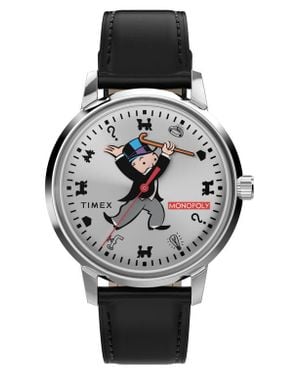 Timex X Monopoly Marlin Automatic Leather Strap Watch, 38Mm - Black