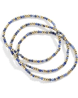 BaubleBar Sadie Set Of 3 Semiprecious Bead Stretch Bracelets - Metallic
