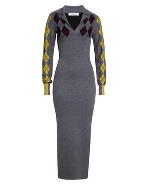 Zankov Raisa Long Sleeve Merino Wool Polo Maxi Dress - Blue